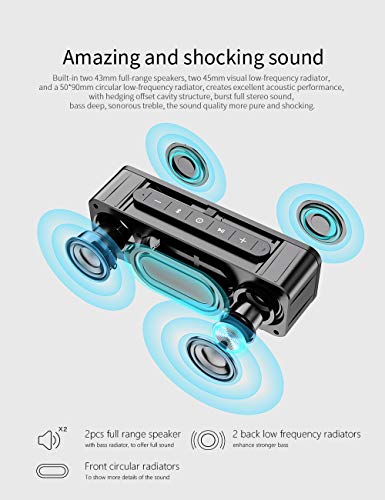 MIFA SoundBox Altavoz Portátil Bluetooth 30W Todo en Aluminio Subgrave Potente, 4000mAh de Litio Recargable, Tecnología TWS y DSP Sonido Stereo & Bass, Tarjeta de microSD, AUX-IN (Negro)