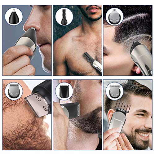 MIGICSHOW Impermeable Cortapelos Hombre Recortadora de Barba,Máquina Cortapelos Profesional, Multifunción Maquina Afeitar Barba, Cabello, Cuerpo y Nariz/Oreja con Peines Guía para Padre y Novio