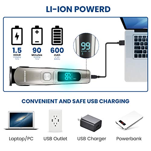 MIGICSHOW Impermeable Cortapelos Hombre Recortadora de Barba,Máquina Cortapelos Profesional, Multifunción Maquina Afeitar Barba, Cabello, Cuerpo y Nariz/Oreja con Peines Guía para Padre y Novio