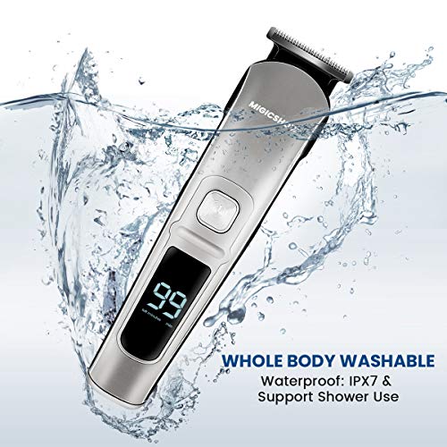 MIGICSHOW Impermeable Cortapelos Hombre Recortadora de Barba,Máquina Cortapelos Profesional, Multifunción Maquina Afeitar Barba, Cabello, Cuerpo y Nariz/Oreja con Peines Guía para Padre y Novio