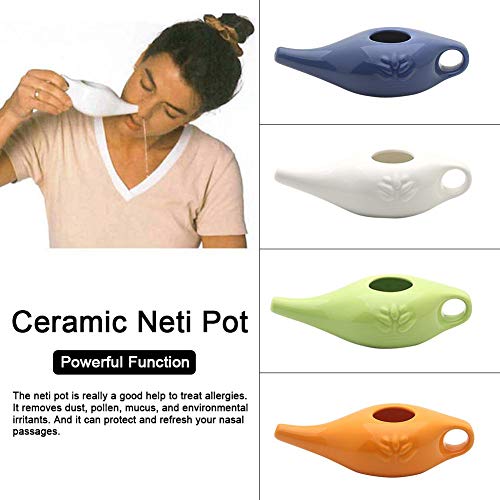 Miju Neti Pot De Cerámica, Neti Pot De Cerámica Genuina para Enjuague Nasal con Folleto De Guía, Diseño Compacto Y Fácil De Viajar, Tratamiento Natural para Los Senos, Infección Y Congestión Ordinary