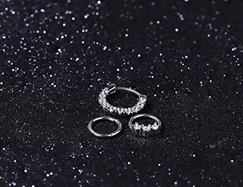 Milacolato 316L Acero quirúrgico Nariz Aro Anillo Septum Clicker Anillo Bisagra Clicker Sin Costura Segmento Hélice Daith Cartílago Piercing de Labios