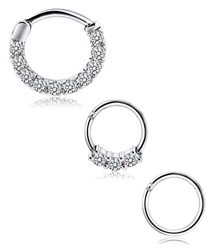 Milacolato 316L Acero quirúrgico Nariz Aro Anillo Septum Clicker Anillo Bisagra Clicker Sin Costura Segmento Hélice Daith Cartílago Piercing de Labios