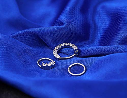 Milacolato 316L Acero quirúrgico Nariz Aro Anillo Septum Clicker Anillo Bisagra Clicker Sin Costura Segmento Hélice Daith Cartílago Piercing de Labios