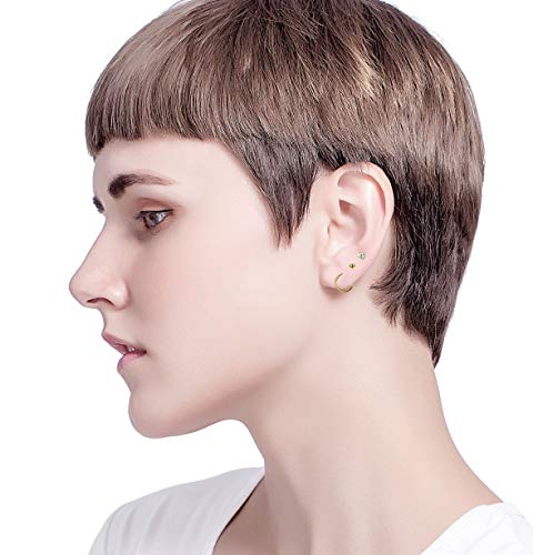 Milacolato Acero Inoxidable de 2 mm Pendientes de Botón Pequeño Para Mujer Para Hombre Endless Hoops CZ Balls Cartílago Pendientes Conjunto 20G