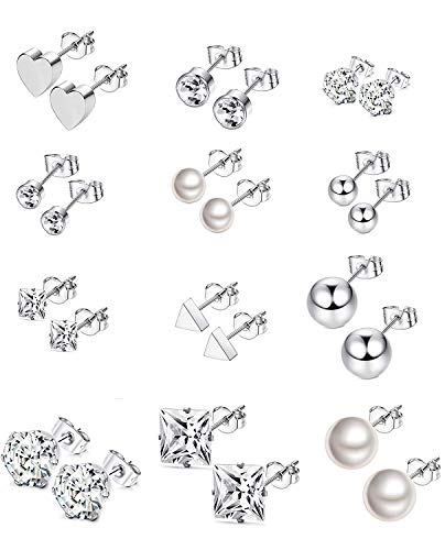 Milacolato Hombres Mujeres Clasificado Múltiple Pendientes Oreja 12 Estilo/Set, Aretes