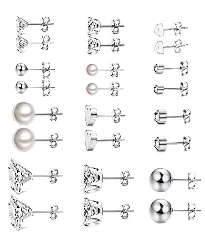 Milacolato Hombres Mujeres Clasificado Múltiple Pendientes Oreja 12 Estilo/Set, Aretes