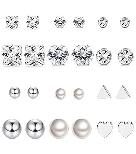 Milacolato Hombres Mujeres Clasificado Múltiple Pendientes Oreja 12 Estilo/Set, Aretes