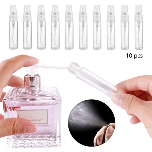 MILISTEN 10Pcs 5Ml Pulverizador Botella de Perfume Botellas de Vidrio Rellenables Contenedor de Bomba de Maquillaje Transparente para Viajes a Domicilio Contenedor Recargable de Aerosol