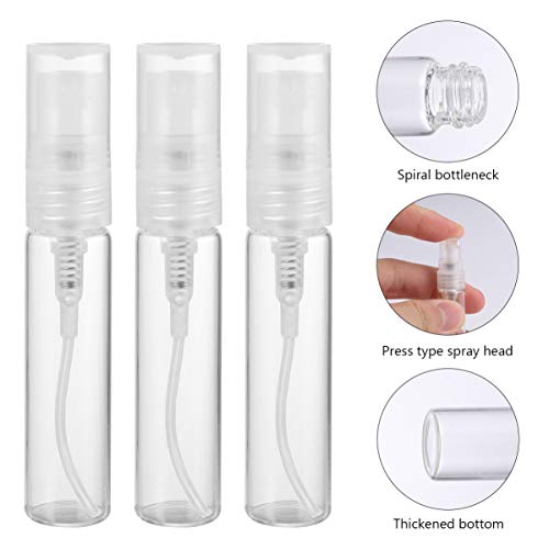 MILISTEN 10Pcs 5Ml Pulverizador Botella de Perfume Botellas de Vidrio Rellenables Contenedor de Bomba de Maquillaje Transparente para Viajes a Domicilio Contenedor Recargable de Aerosol