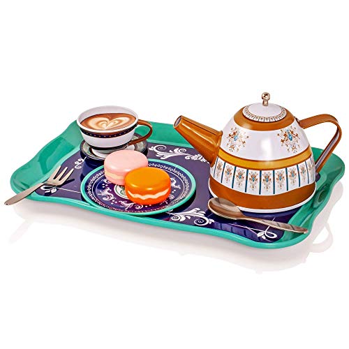 Milly & Ted - Teaset para té, para 4 Personas, para 4 Personas - Juego de té para niños, metálico - Juego de simulación Food Biscuits