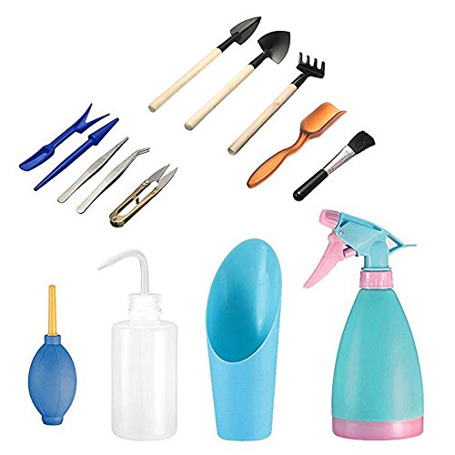 Mini herramientas de mano de jardinería(14 Pcs),Las suculentas herramienta de juego de herramientas de jardinería,Incluyendo las tijeras de podar,hervidores de agua y botellas de spray de pala, etc.
