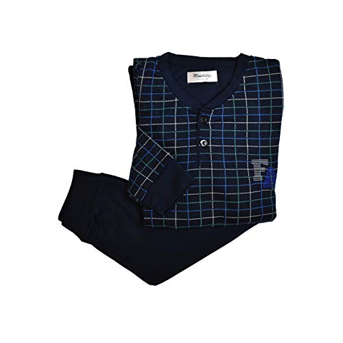 Mini kitten - Pijama de Hombre con Felpa de Algodón, Conjuntos Pijama Largo Calido para el Invierno, Camiseta con puño y Pantalones con puño.