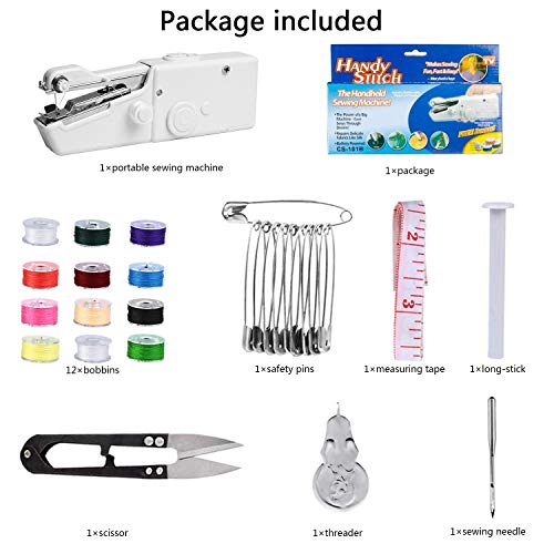 Mini Máquina de Coser, Portátil Herramienta de Puntada Rápida Mini Máquina de Coser Portátil,Herramienta de Costura Puntada Rápida para Tela,Aguja y Enhebrador Uso de Viaje y Casa (20x18cm)