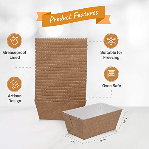 Mini moldes Desechables para Pasteles, Pan y Magdalenas en moldes de Papel marrón (Paquete de 50)