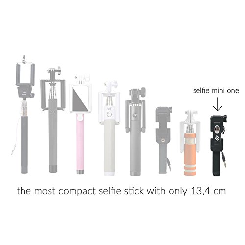 Mini Palo Selfie Universal para Smartphones y GoPro con Cable de Control (sin Baterías, sin Bluetooth) | Versión 2018 | 13,4 Centímetros, Extensible a 70 Centímetros | Con Bolsa Para el Monopod | para iPhone 6, Samsung, Sony, Huawei