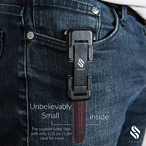 Mini Palo Selfie Universal para Smartphones y GoPro con Cable de Control (sin Baterías, sin Bluetooth) | Versión 2018 | 13,4 Centímetros, Extensible a 70 Centímetros | Con Bolsa Para el Monopod | para iPhone 6, Samsung, Sony, Huawei