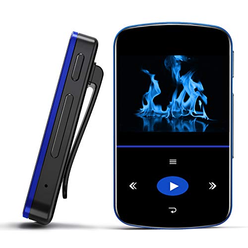 Mini Reproductor MP3 de 32 GB, con Bluetooth, Reproductor de Música Portátil con Clip, Podómetro Deportivo, Radio FM, Grabadora de Voz, Ranura Micro SD, Ampliable hasta 64 GB, Ideal para Deportes