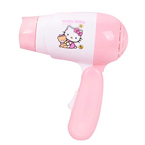 Mini secador de pelo de dibujos animados, 1800 W de alta potencia, potente motor de potencia, mango plegable, equilibrio térmico