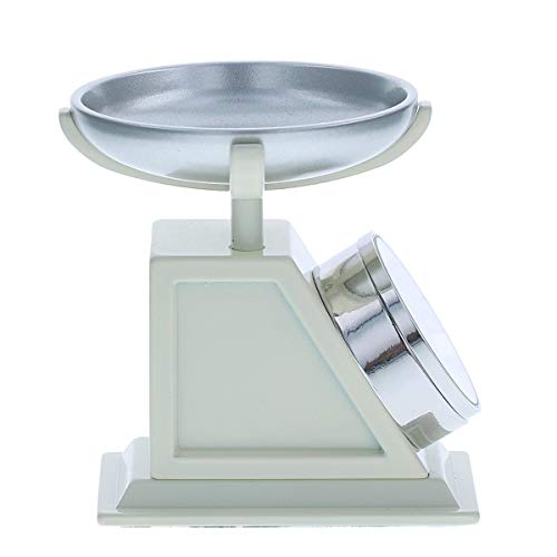 Miniatura de cocina, báscula de pesaje color crema, adorno para coleccionistas, reloj 9711