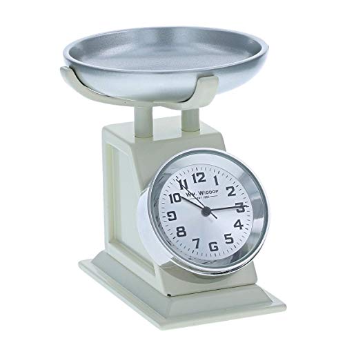 Miniatura de cocina, báscula de pesaje color crema, adorno para coleccionistas, reloj 9711