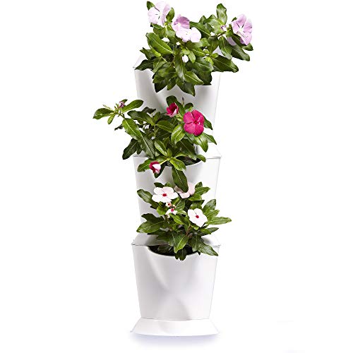 minigarden 1 Juego Corner para 3 Plantas, Jardines en los Rincones de tu Casa, Modular y Extensible, Colocar en el Suelo o Colgar en la Pared, Mecanismo de Drenaje Innovador (Blanco)