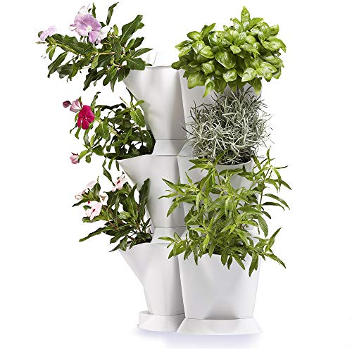minigarden 1 Juego Corner para 3 Plantas, Jardines en los Rincones de tu Casa, Modular y Extensible, Colocar en el Suelo o Colgar en la Pared, Mecanismo de Drenaje Innovador (Blanco)