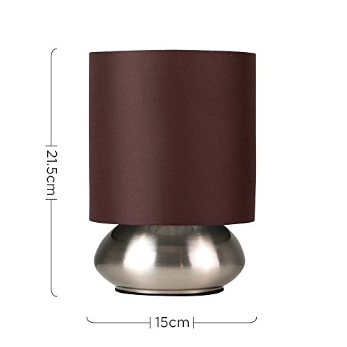 MiniSun – Set de 2 Modernas Lámparas de Mesa Táctiles – Base Curvada con Pantalla de Color Marrón – Mesas o Mesillas de noche - iluminación Interior