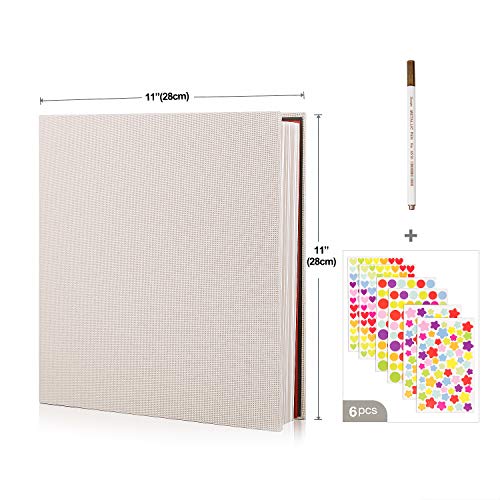 Minlna Photo Album Scrapbook con película Protectora Guarde imágenes permanentemente, Libro de Recuerdos, Tiene 40 páginas, 11"× 11" para 120 Fotos, la Mejor opción de Regalo (Blanco Crema)