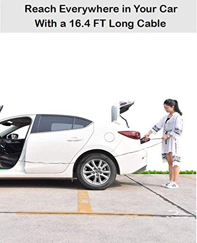 Mioke aspirador de Mano,Coche Limpiadora filtro HEPA,Seco / Húmedo 5000PA,120W 12V,Tecnología Ciclónica LED luz sin ruido con BOLSA (negro, con cable)