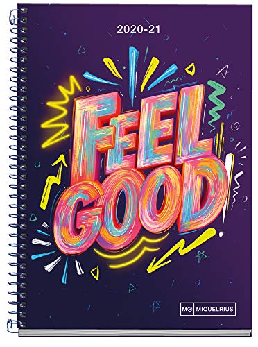 MIQUELRIUS - Agenda Escolar Feel Good Curso Lectivo 2020-2021, Español, Día Página, Tamaño 155x213 mm, Papel 70 g, Cubierta cartón extraduro, Color Lila