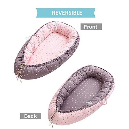 Miracle Baby Cuna Bebé,Nido Bebé  Portátil, Cuna Nidos Ajustable, Cama Nido de Bebé Recién Nacido,Multifuncional Cuna Cama de Viaje para Bebe Dormir，Cruz rosa（88x53x15cm）