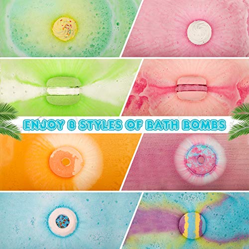 Mirakle Bombas de Baño, 8 PCS Set de Bolas de Baño con Aceite Esencial, Sales de Baño, Bombas de Baño para Spa 8 Fragante, Bolsas para Baño de Espuma, Regalo para Mujer/Novia/Madre/Amigas/Niños