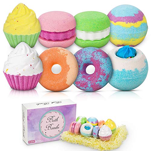 Mirakle Bombas de Baño, 8 PCS Set de Bolas de Baño con Aceite Esencial, Sales de Baño, Bombas de Baño para Spa 8 Fragante, Bolsas para Baño de Espuma, Regalo para Mujer/Novia/Madre/Amigas/Niños