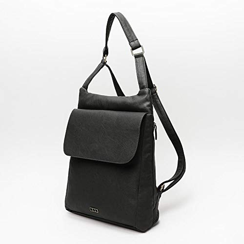 Misako Mochila Osca | Mochila para Mujer, Resisente, Rectangular, Color Negro y Gris, 10x33x36 cm