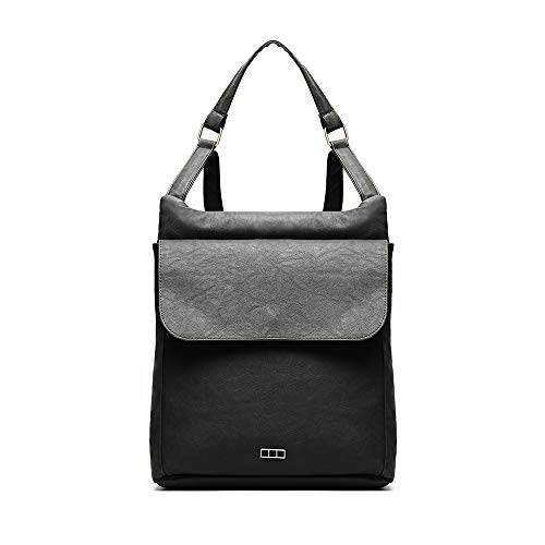 Misako Mochila Osca | Mochila para Mujer, Resisente, Rectangular, Color Negro y Gris, 10x33x36 cm