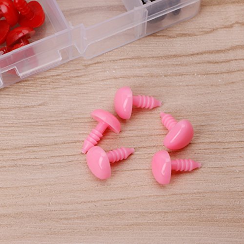 MIsha 75Piezas 6-12mm Plástico de seguridad de ojos y narices, Ojos de seguridad de bricolaje para muñecas títere oso de peluche animal de peluche