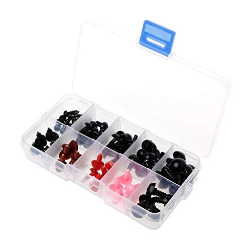 MIsha 75Piezas 6-12mm Plástico de seguridad de ojos y narices, Ojos de seguridad de bricolaje para muñecas títere oso de peluche animal de peluche