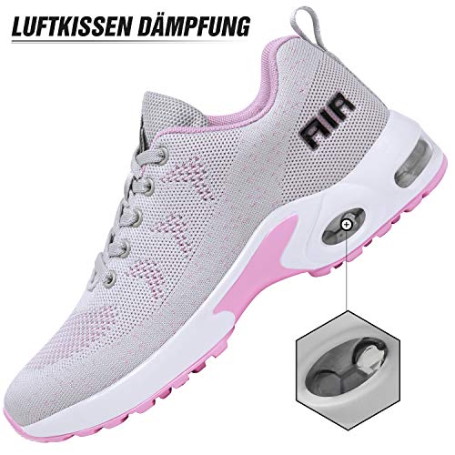 Mishansha Air Zapatos de Running Mujer Antideslizante Zapatillas de Deportes Femenino Ligeros Calzado Jogging Gimnasio Sneakers Gris, Gr.38 EU