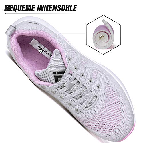 Mishansha Air Zapatos de Running Mujer Antideslizante Zapatillas de Deportes Femenino Ligeros Calzado Jogging Gimnasio Sneakers Gris, Gr.38 EU