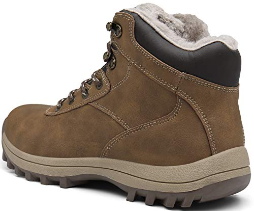 Mishansha Hombre Botas de Nieve Invierno Botines Senderismo Impermeables Deporte Trekking Zapatos Fur Forro Aire Libre Boots,New Amarillo 43 EU