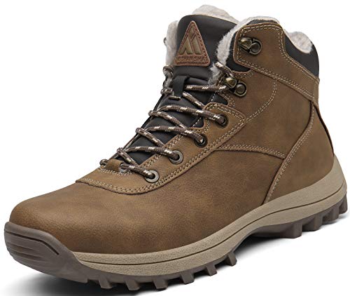 Mishansha Hombre Botas de Nieve Invierno Botines Senderismo Impermeables Deporte Trekking Zapatos Fur Forro Aire Libre Boots,New Amarillo 43 EU