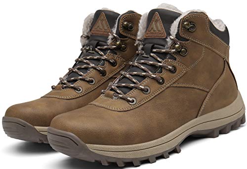 Mishansha Hombre Botas de Nieve Invierno Botines Senderismo Impermeables Deporte Trekking Zapatos Fur Forro Aire Libre Boots,New Amarillo 43 EU
