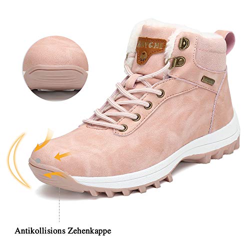 Mishansha Mujer Botas de Nieve Mujer Botines Zapatos Senderismo Impermeables Deportes Trekking Zapatos Impermeable Botas de Invierno Fur Forro Aire Libre Boots Rosa 41 EU