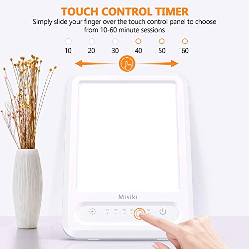 Misiki Lámpara Terapéutica 10000 Lux Sin UV Lámpara de luz Diurna Natural USB Portátil LED Lampara Luminoterapia 3 Niveles de Brillo y Temporizador de 60 min para el Trastorno Afectivo