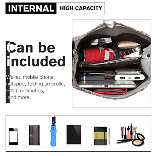 Miss Lulu Marca Mujeres Top Mango Bolsa Pu cuero cruzada bolso elegante bolso bolso pequeño clásico para mujer bolso de hombro (Gris)