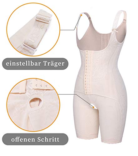 MISS MOLY Body Reductor|Mujer Modeladora Faja Reductora Adelgazantes Bodysuit de Cintura Shapewear con Pierna Largo Negro/Beige/Violeta