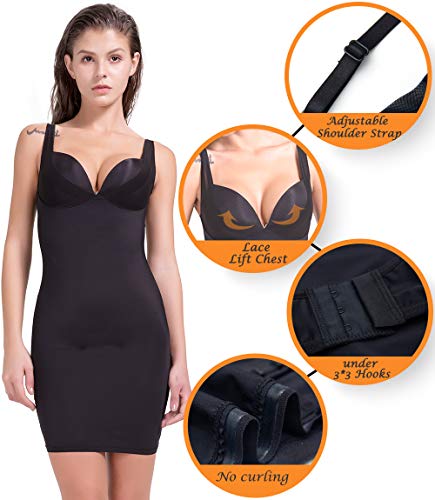 MISS MOLY Combinación Moldeadora Braguitas Moldeadoras Faja Falda Shapewear Moldeador Antideslizante Under Bust Control Dress Vestido Moldeador Corporal sin Costuras
