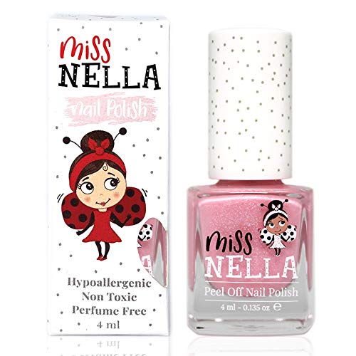 Miss Nella Cheeky Bunny Special Pink Glittery Nail Polish for Kids with Peel-off Water Based Formula by MissNella