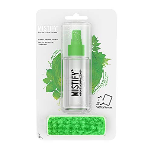Mistify 120ML Producto Spray Natural de Pantalla + Gamuza Microfibra - Libre de Amoníaco y Alcohol [Sin Pelusa para Usar en TVs, Computadoras, Tabletas, Teléfonos, Pantallas de Retina]